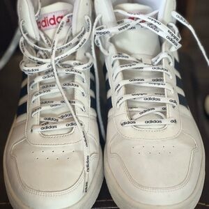 Adidas Men's White Sneakers with Navy Stripes